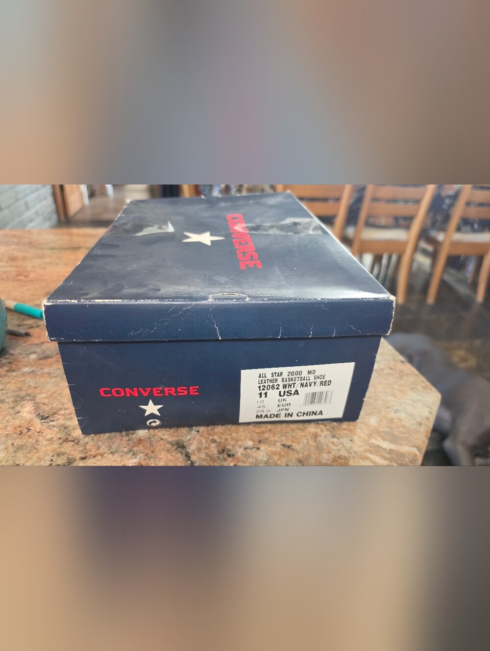 Vintage Converse All Star 2000 Mid Leather Box Only White Navy Blue Red Size 11
